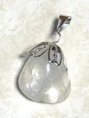 2/$20, Natural Clear Quartz Pendant, Large Tumbled Genuine Gemstone Pendant